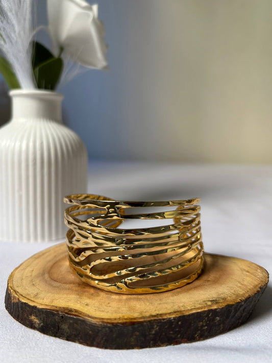 Gilded Abstract Wave Cuff