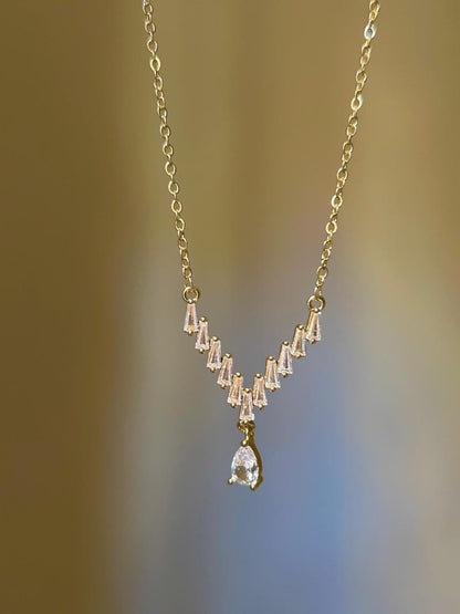 Radiant Teardrop V-Necklace