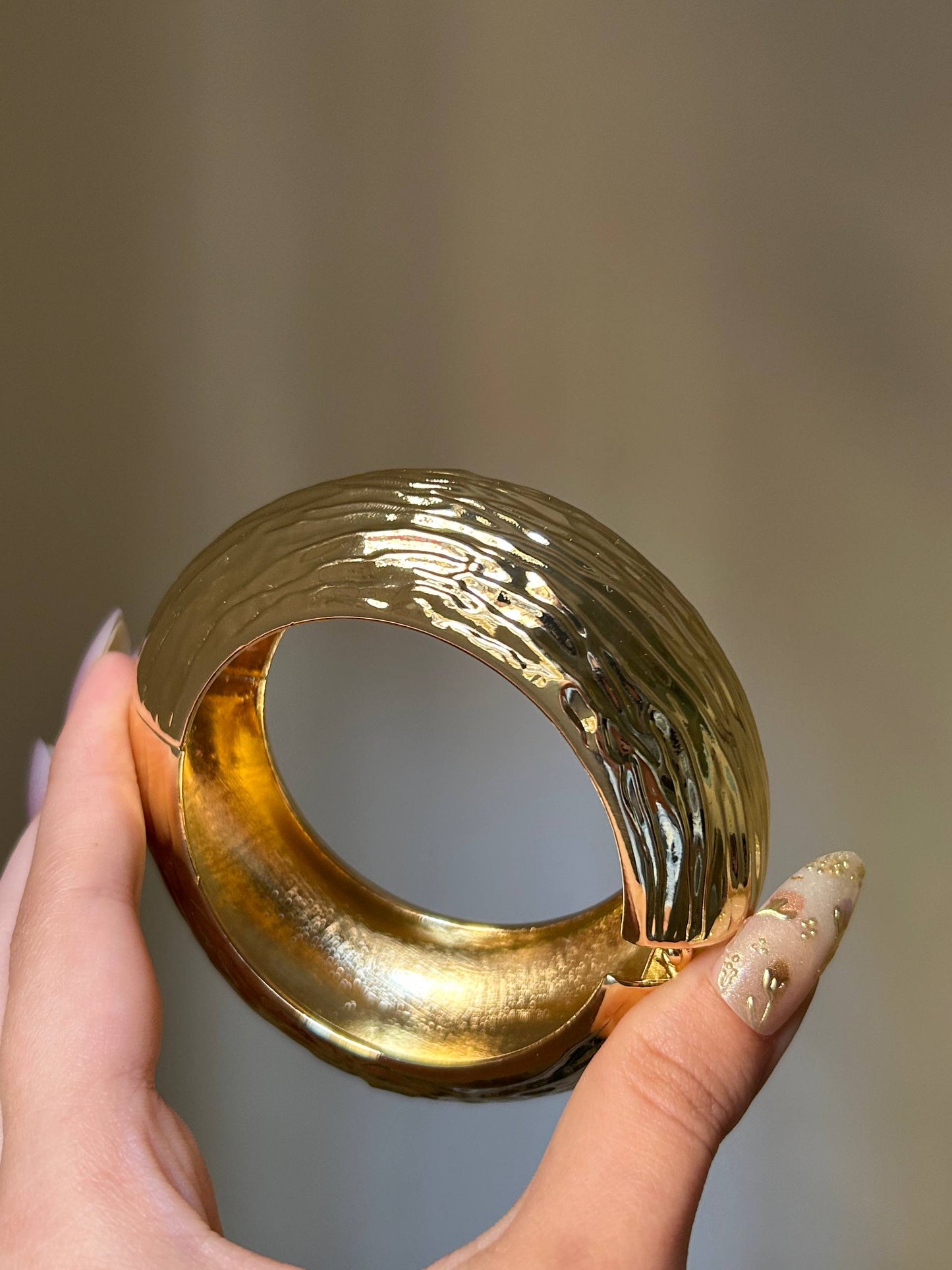 Sculpted Golden Ripple Bangle