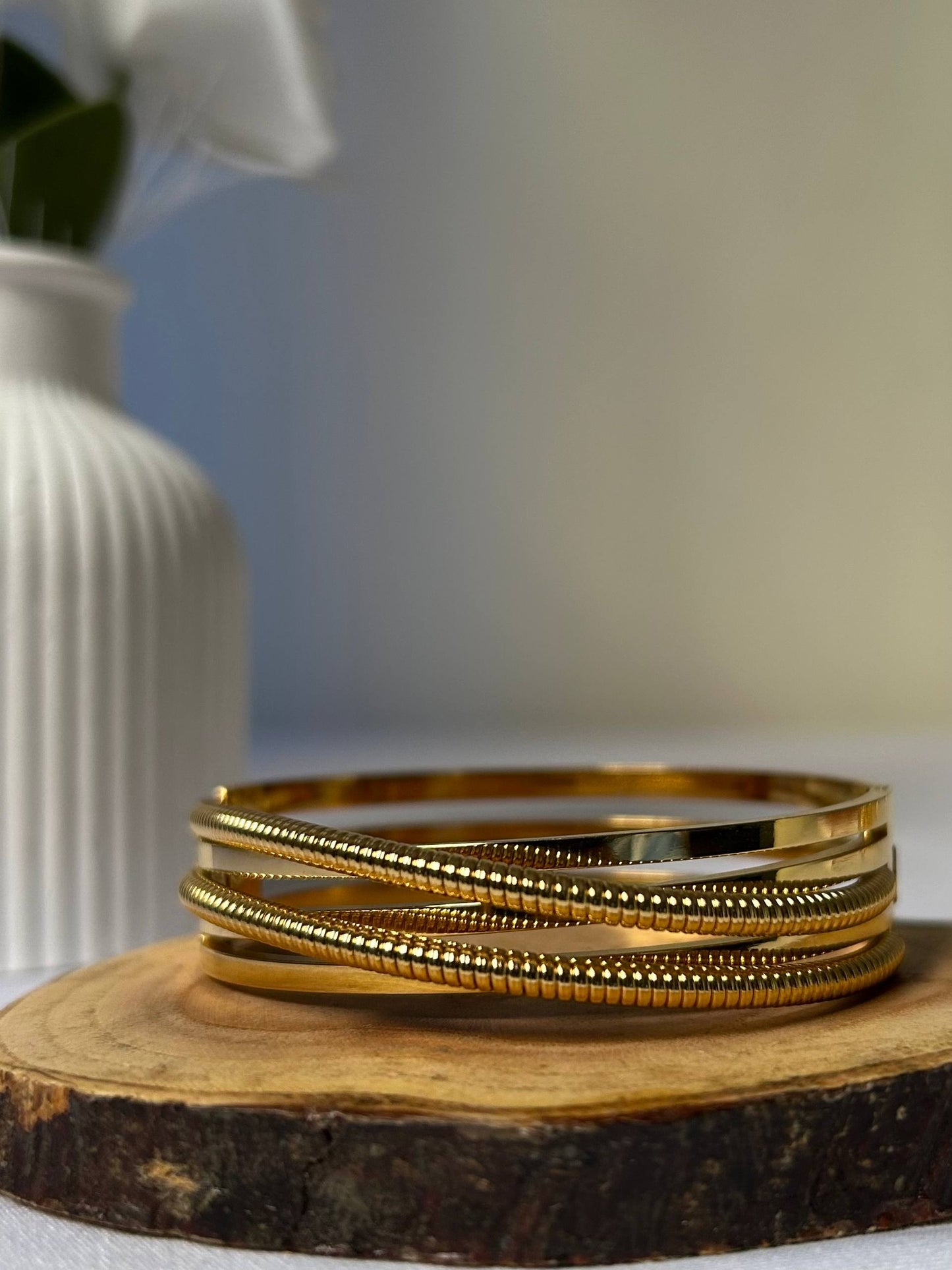 Tiered Golden Coil Bangle