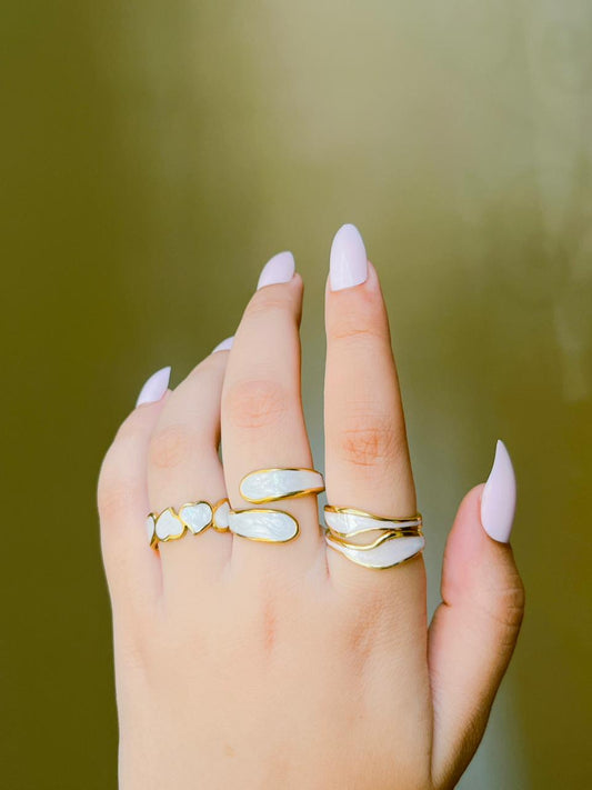 Stainless Steel Mother of Pearl Ring