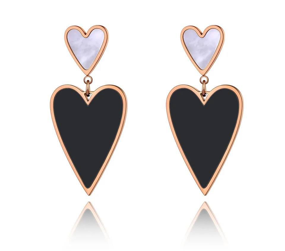Double Heart Drop Earrings