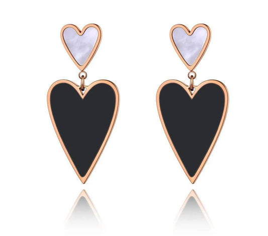 Double Heart Drop Earrings