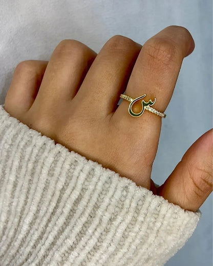 Zircon Arabic Letter Ring