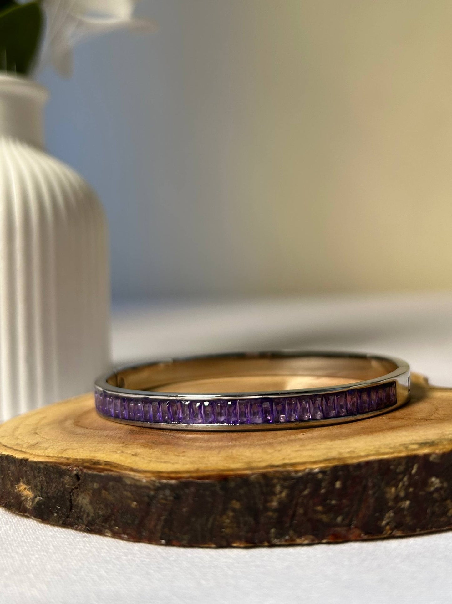 Amethyst Baguette Eternity Bangle