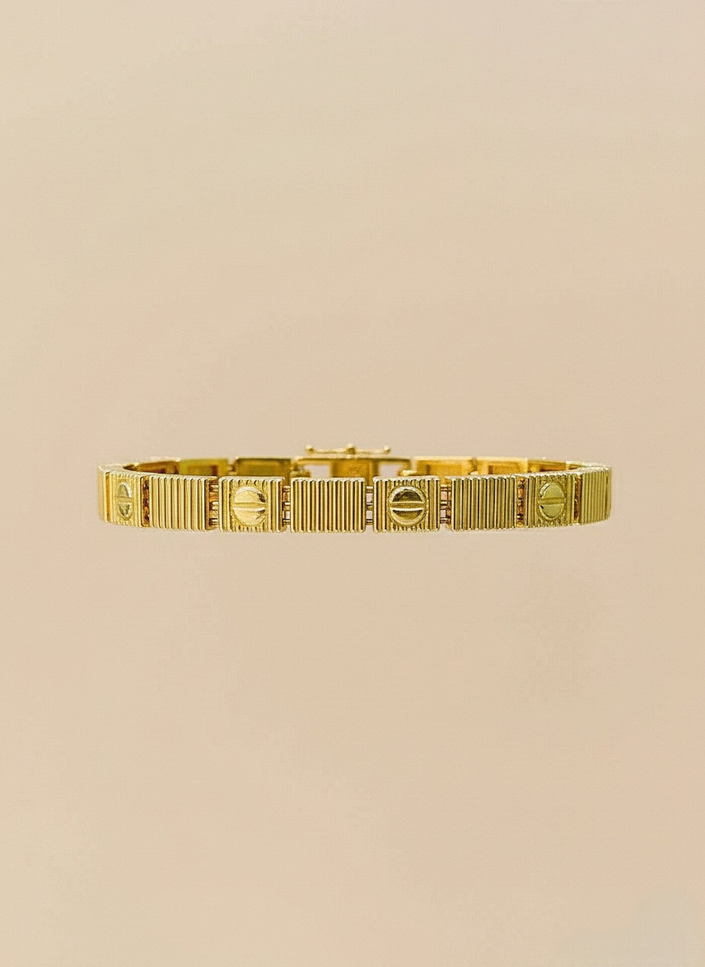 Golden Ribbed Link Bracelet
