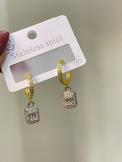 Elegant Baguette Radiant Hoops