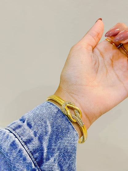 Golden Infinite Knot Bangle