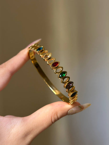 Rainbow Marquise Jewel Bangle
