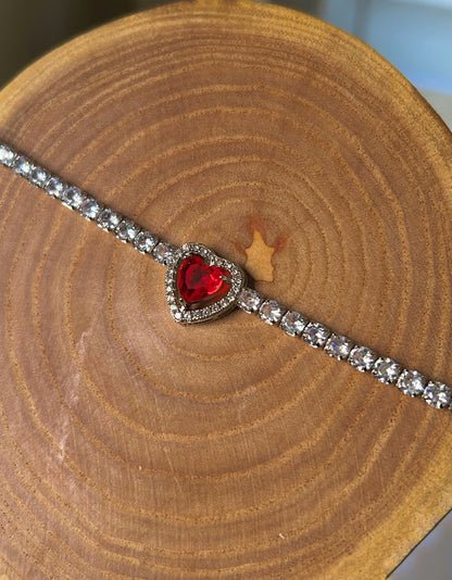 Sparkling Heart Tennis Bracelet