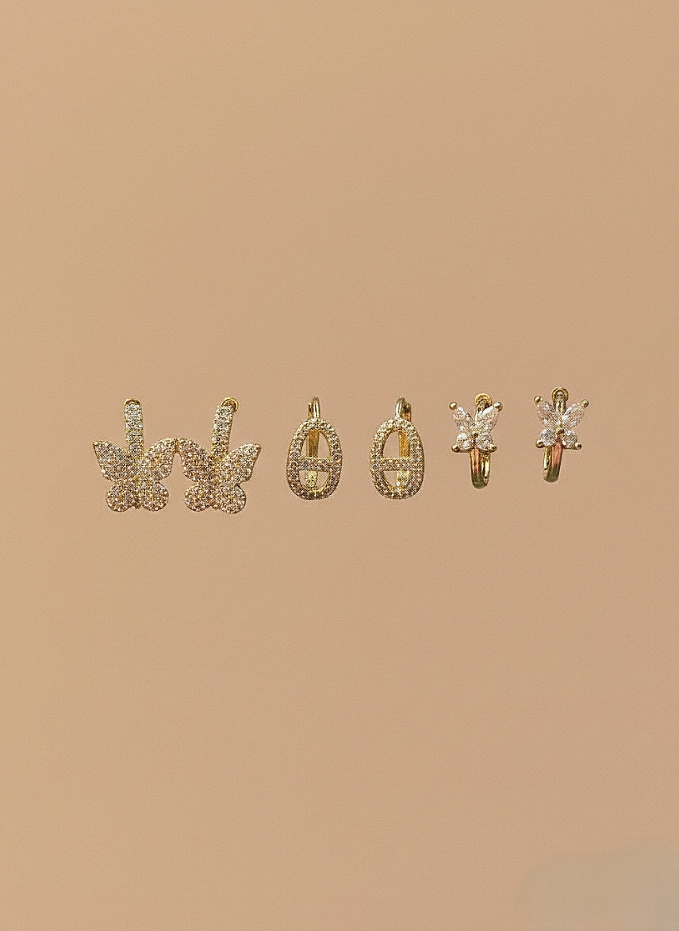 Golden Butterfly Huggie Set