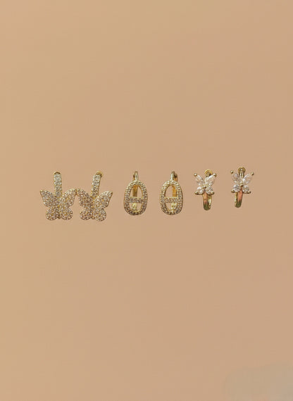 Golden Butterfly Huggie Set
