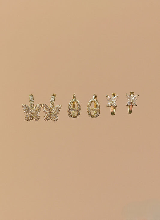Golden Butterfly Huggie Set