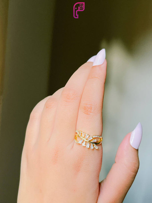 Crystal Feather Ring