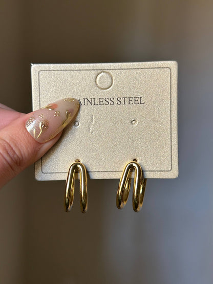 Golden Wave Triple Hoops