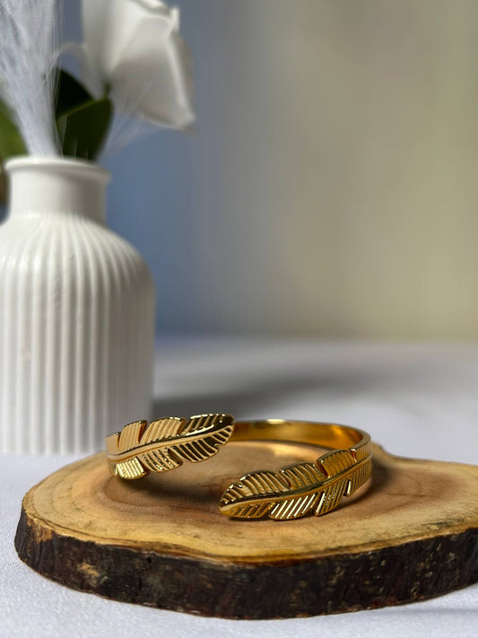 Golden Feather Wrap Bangle
