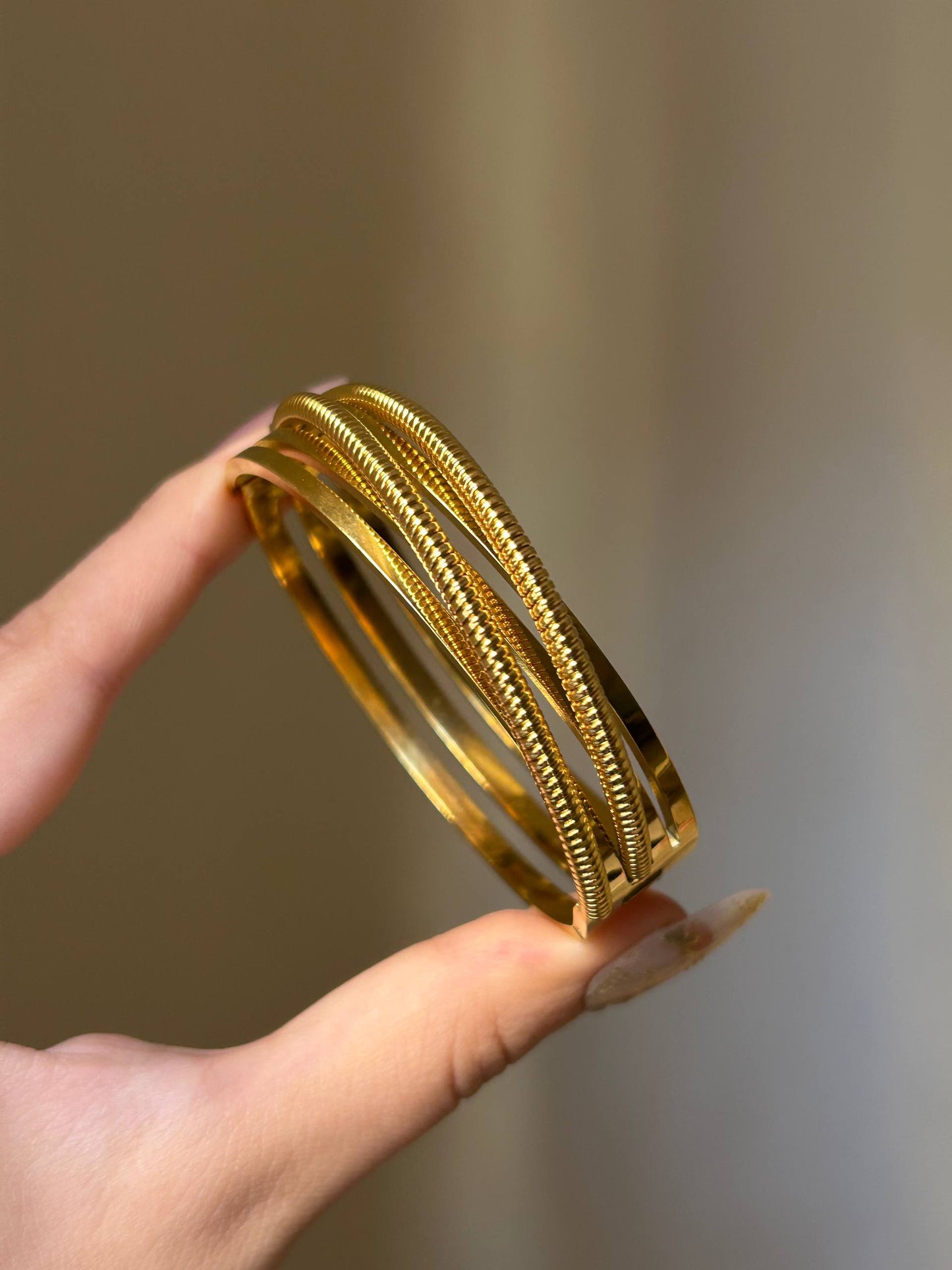 Tiered Golden Coil Bangle