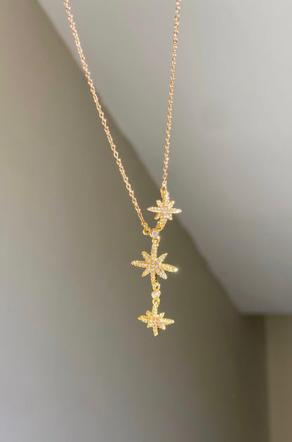 Three Star Drop Necklace