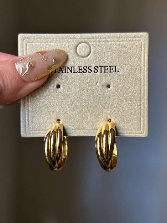 Triple Layered Golden Hoops