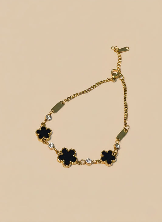 Midnight Clover Crystal Bracelet