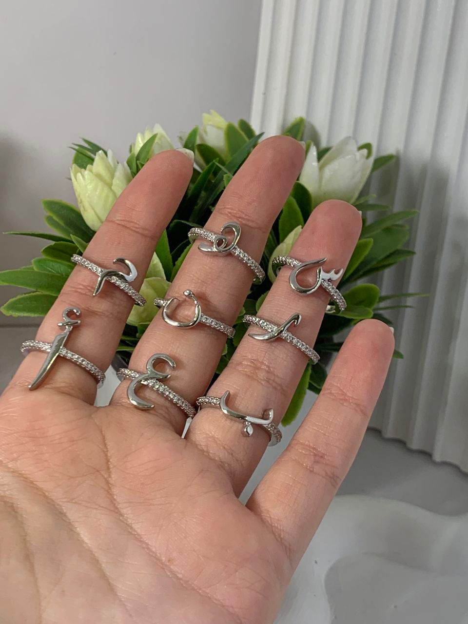 Zircon Arabic Letter Ring