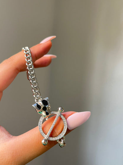 Platinum Panther Head Bracelet