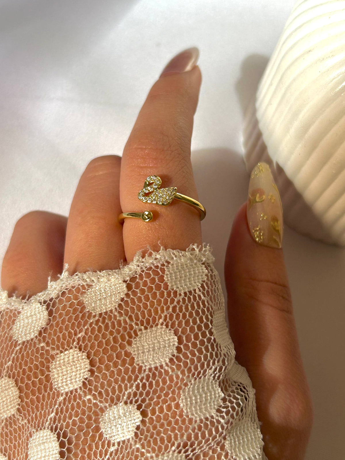 Ring Cawan Crystal Swan Open Band Ring
