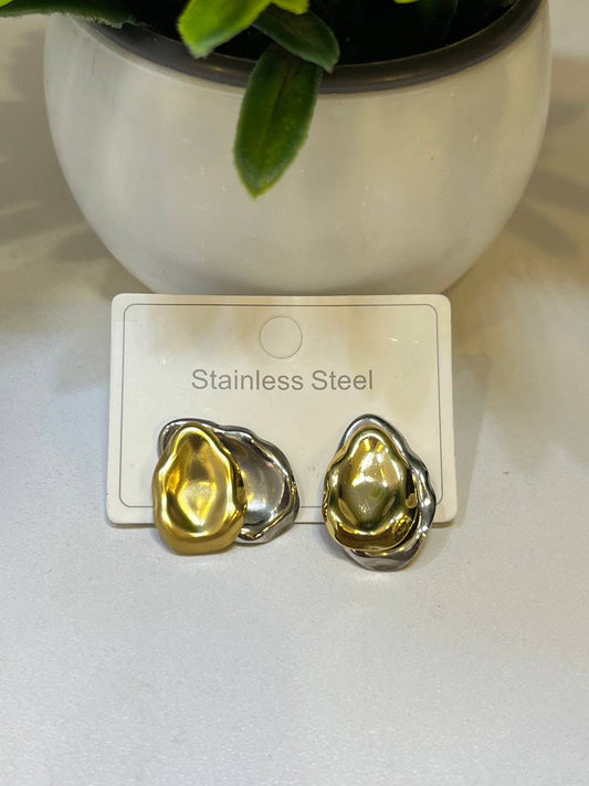 Two-Tone Wave Earrings