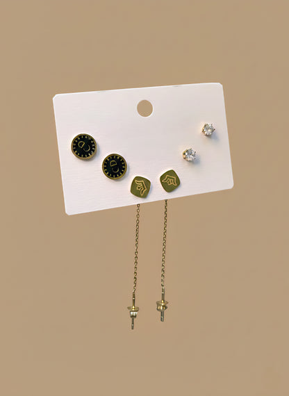 Luxe Multi-Charm Sparkle Stud Set