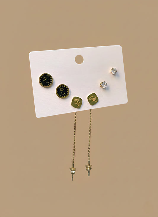 Luxe Multi-Charm Sparkle Stud Set