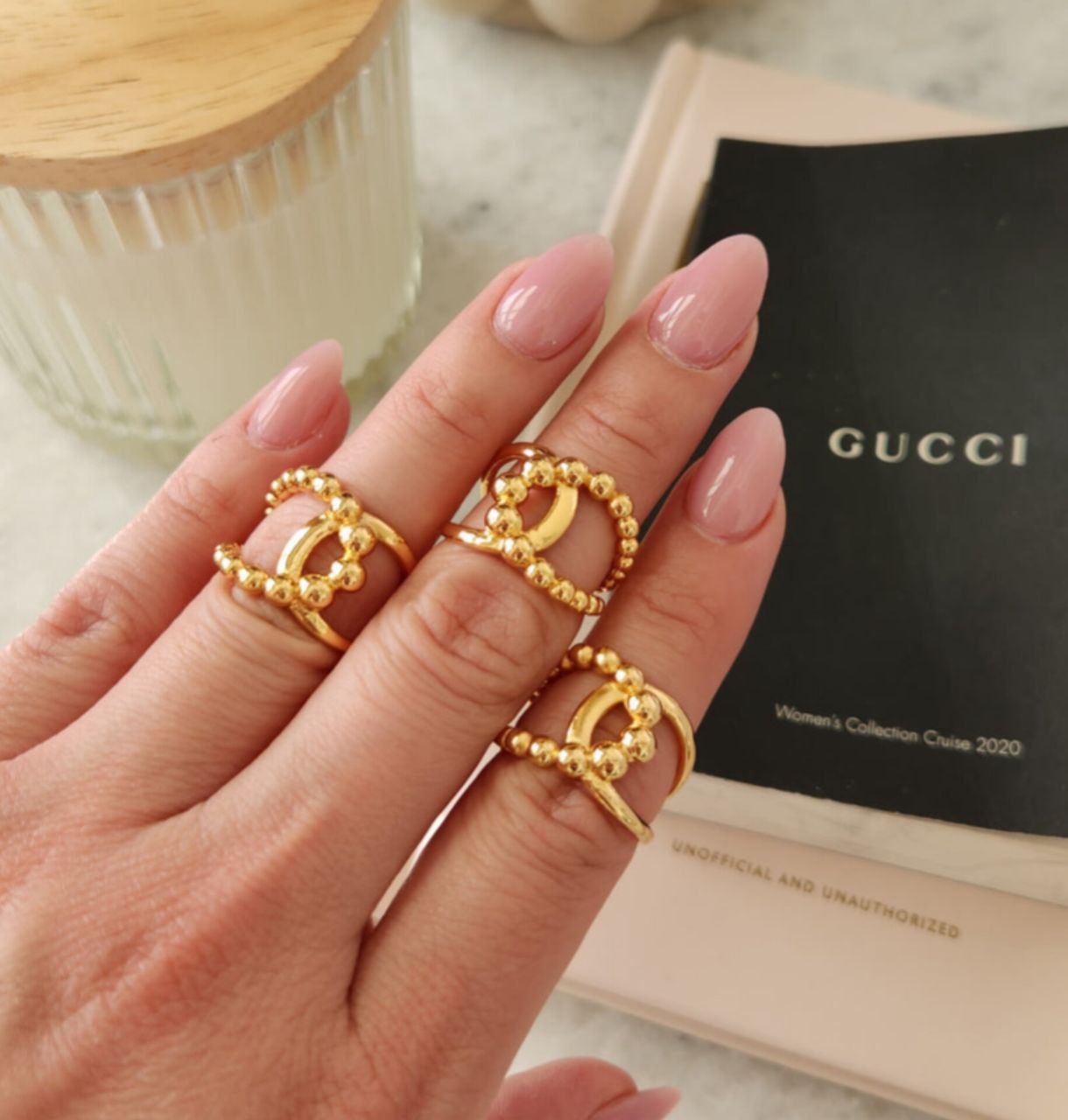Golden Bead Stack Ring