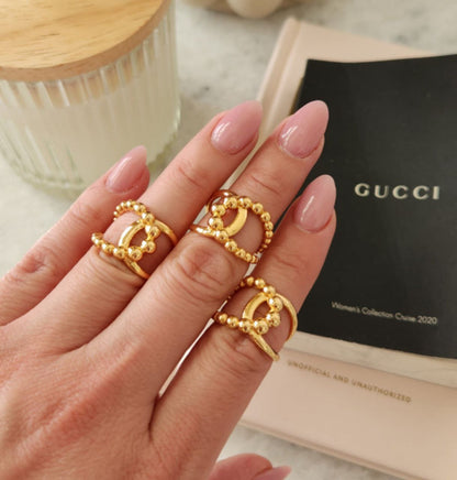 Golden Bead Stack Ring