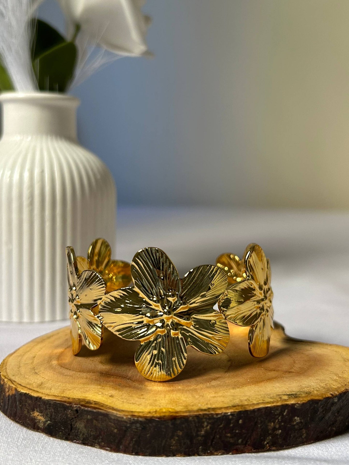 Golden Blossom Statement Cuff