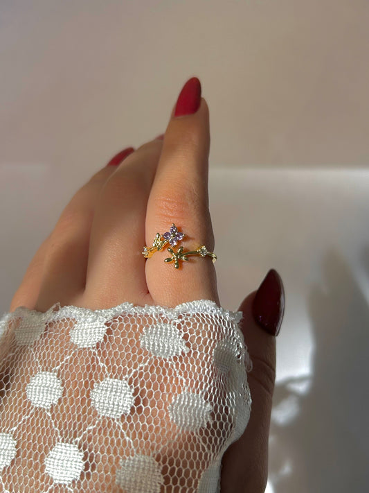 Golden Blossom Platinum Ring