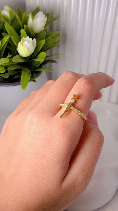 Zircon Arabic Letter Ring