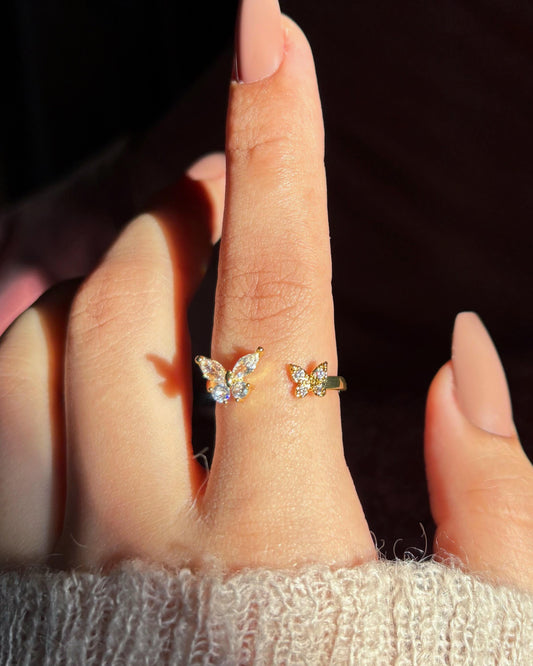 Sparkling Butterfly Embrace Ring