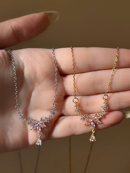 Blossoming Crystal Droplet Necklace