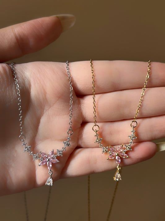 Blossoming Crystal Droplet Necklace