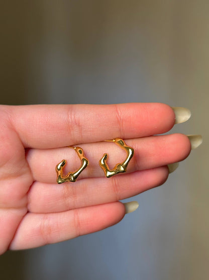 Golden Molten Wave Hoops