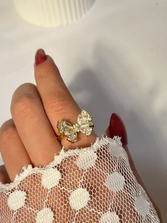 Radiant Zircon Butterfly Ring