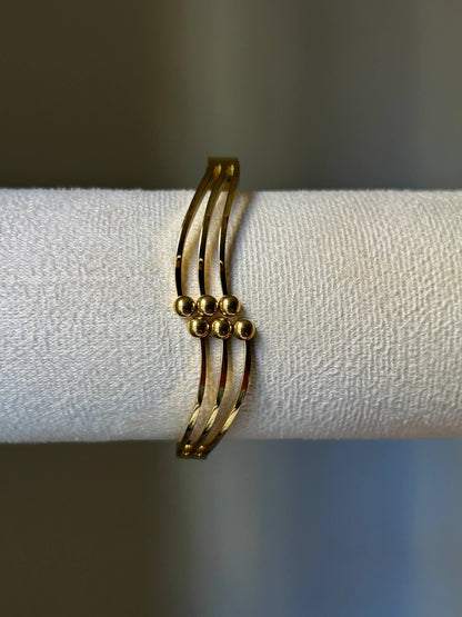 Sleek Triple-Tier Beaded Bangle