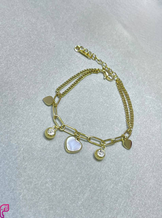 Golden Heart Charm Bracelet