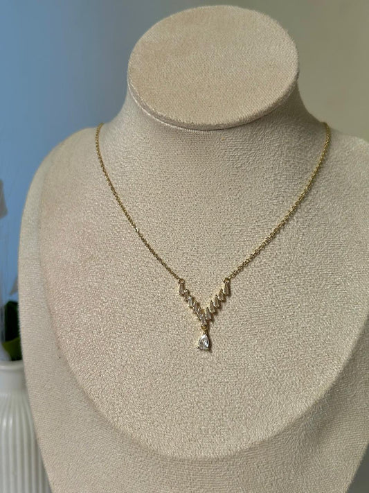 Radiant Teardrop V-Necklace