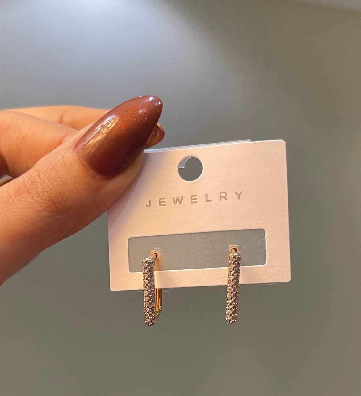 Elegant Crystal Rectangle Hoops