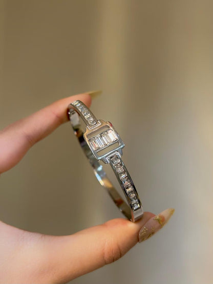 Regal Emerald-Cut Centerpiece Bangle