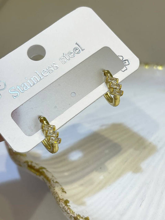 Emerald-Cut Sparkle Hoops
