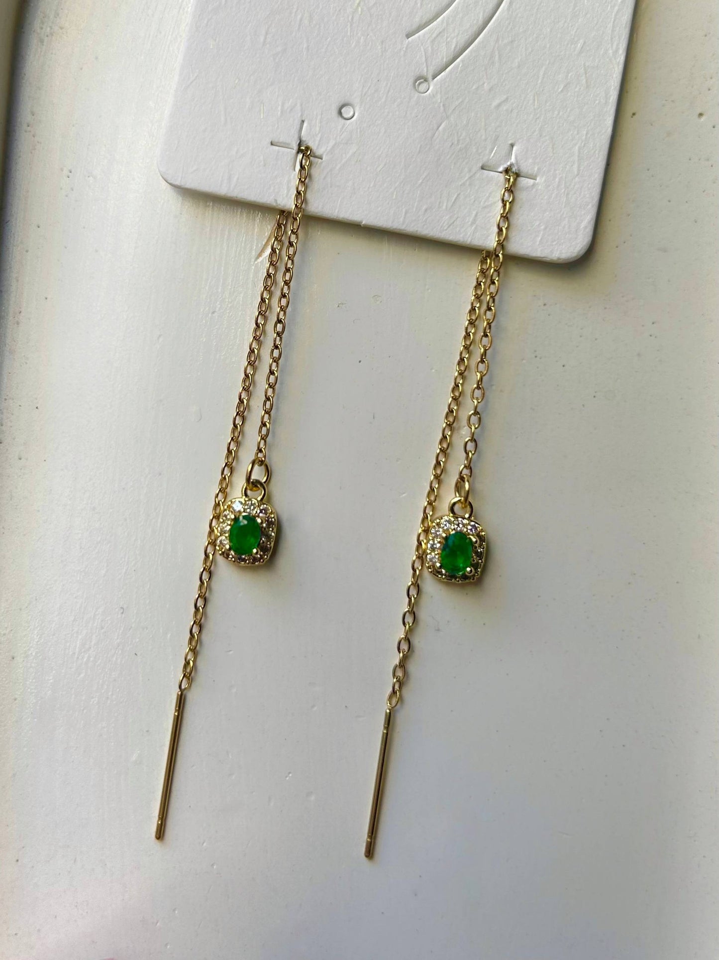 Royal Cushion Threader Earrings