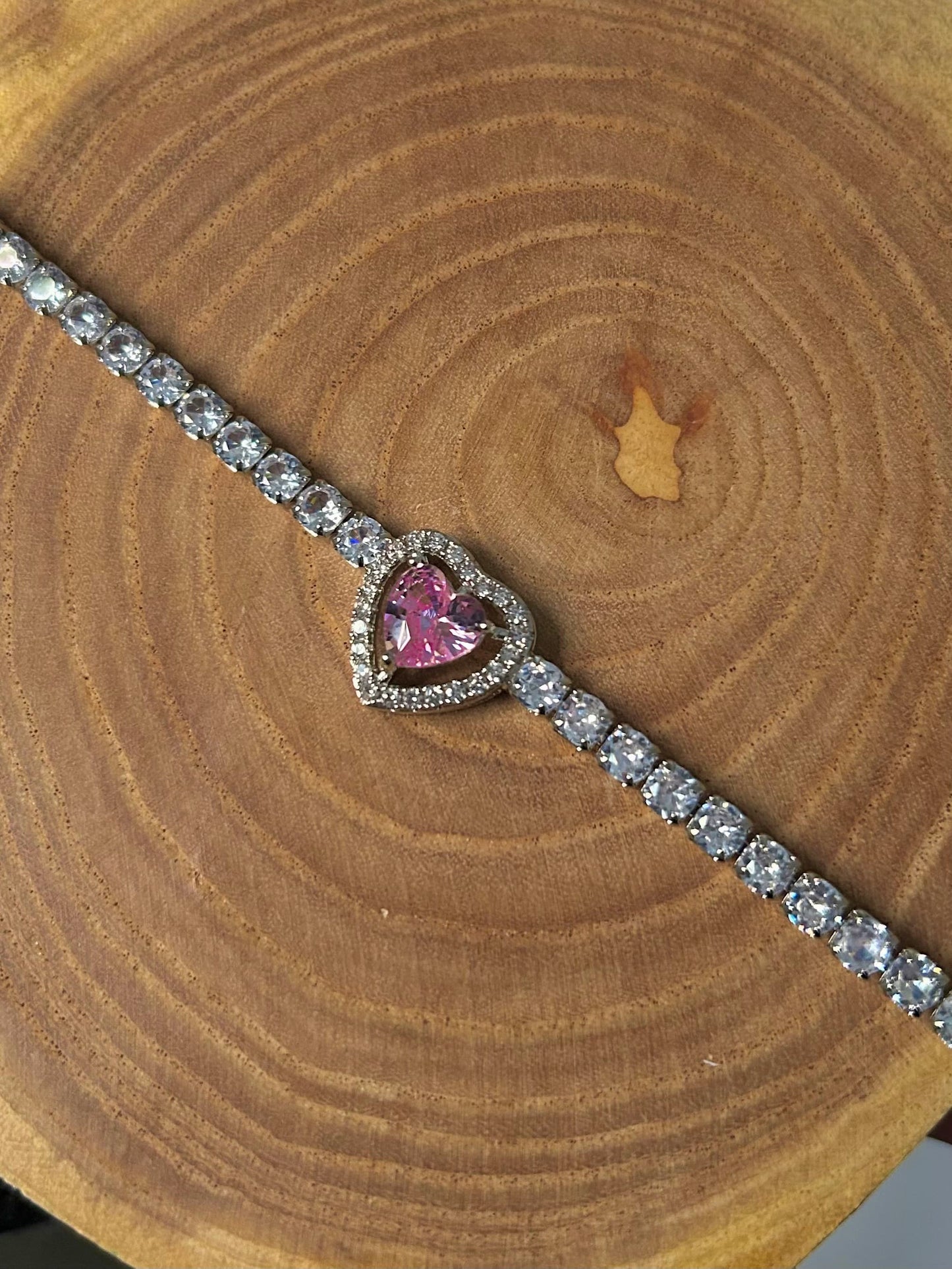 Sparkling Heart Tennis Bracelet