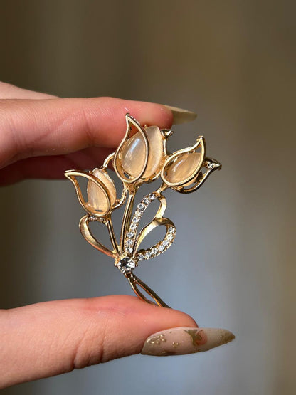 Golden Tulip Bouquet Brooch