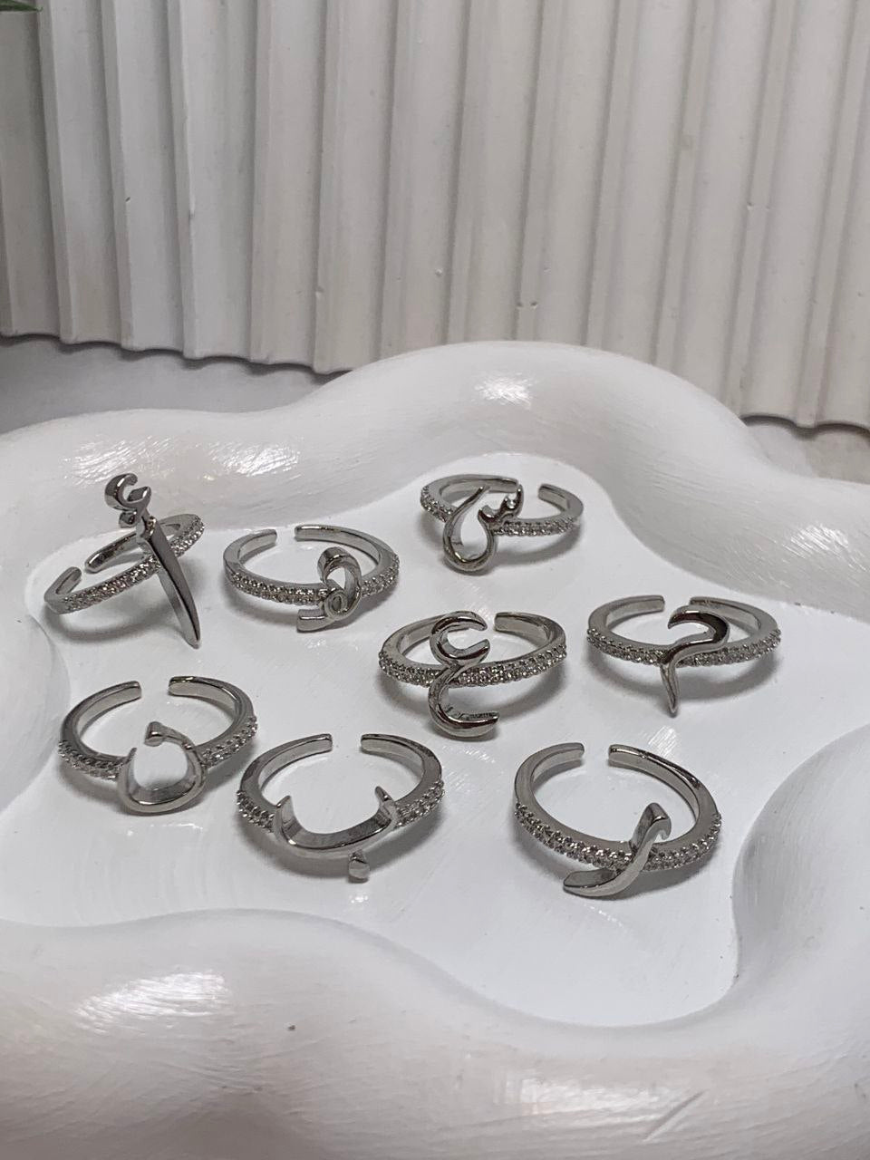 Zircon Arabic Letter Ring